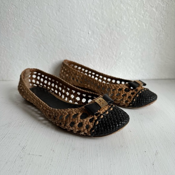 Tory Burch Carlyle Woven Leather Ballerina Flat - Picture 6 of 7
